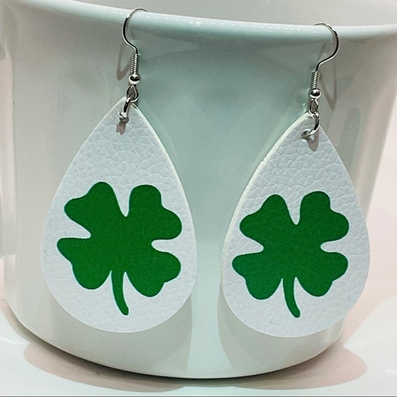 3 for $25 St. Patrick's Day Faux Leather Festive Dangle Earrings - Picture 6 of 7